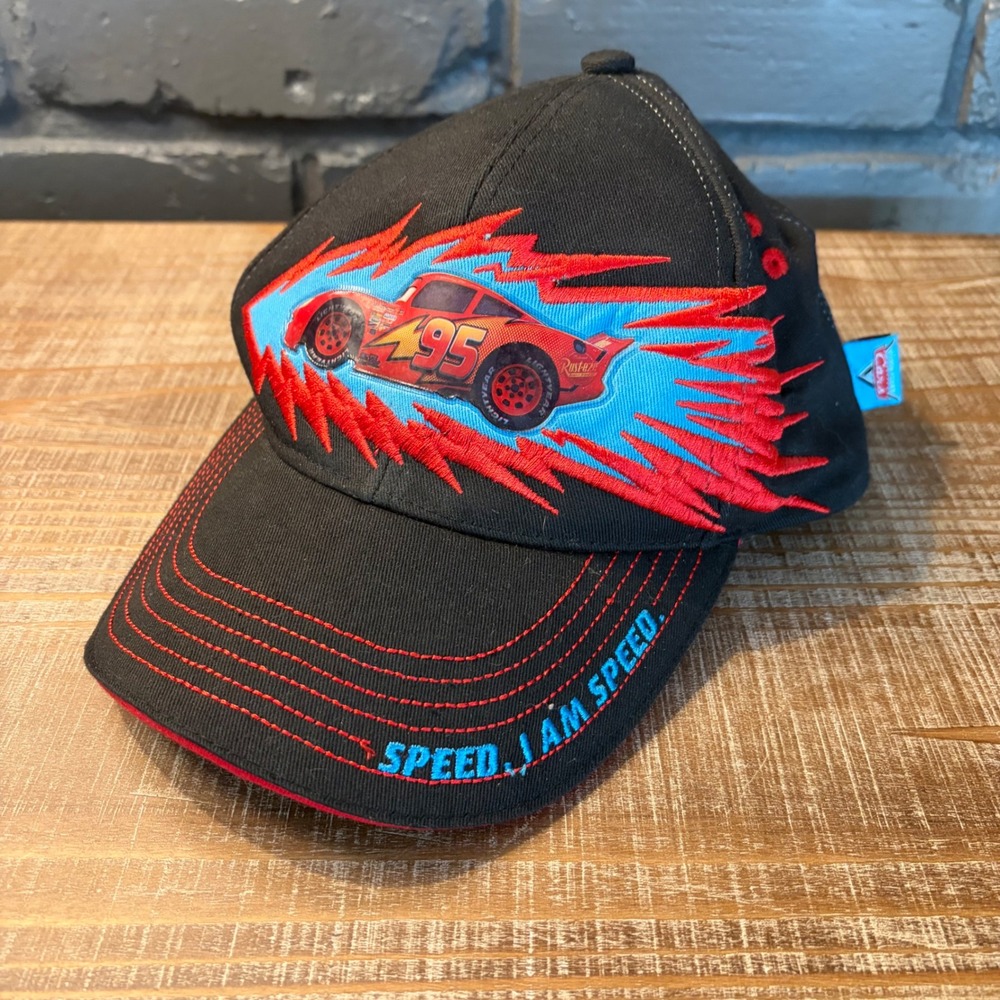 Disney Pixar Cars Lightning McQueen Hat Boys 53cm Black Speed I Am Speed #95